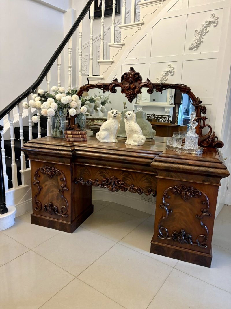 Outstanding Quality Antique Victorian Carved Mahogany Mirror Back Sideboard